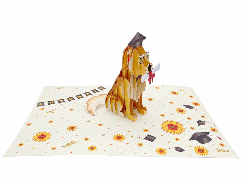 Liif 2025 Graduation Dog 3D Pop Up Graduation Card, Class of 2025, for College, High School, Son, Daughter, PHD, Master - Image 3